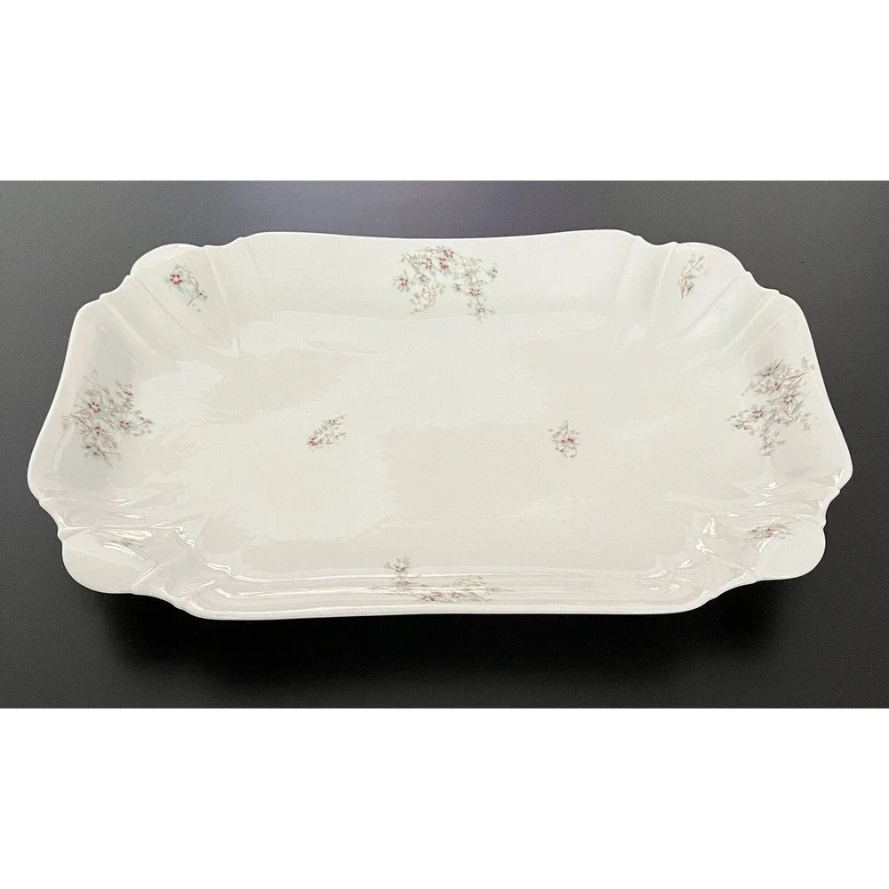 Vintage Leonard Vienna Austria Serving Platter Wildflowers Porcelain Large - 16
